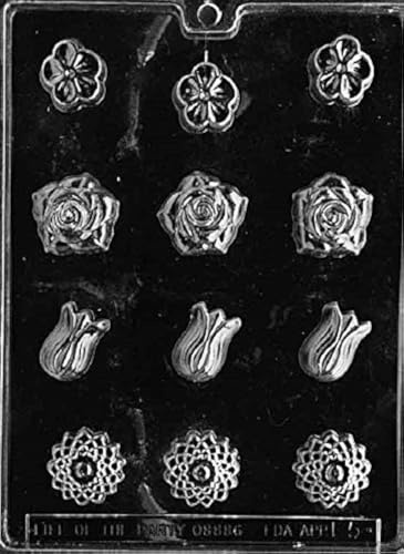 Grandmama's Goodies F005 Assorted Flowers Chocolate Candy Soap Mold with Exclusive Molding Instructions