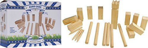 AM/63 - Amsterdam Kubb - Wurf-/Geschicklichkeitsspiel für Draußen - großes Kupp-Set aus Holz
