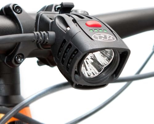 NiteRider Pro 2200 Race Front Bike Light – 2200 Lumen Rechargeable (4-Cell) MTB Headlight – 7 Modes w/Fuel Gauge Helmet & Handlebar Mount IP64 Dust, Impact, Waterproof 25hr Runtime Night Riding