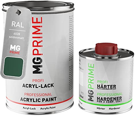 RAL 6028 Vert pin/Pine green mat satiné peinture acrylique 1,5 Litres / 1500 ml durcisseur inclus