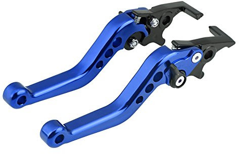 KIMISS 1 Pair Motorcycle Clutch Brake Handle Levers Universal CNC Aluminum Alloy Double Disc Brake Lever for GY6 Xmax 400 (Blue)+msx125 Blue Brake Lever