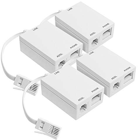 Dynamode ADSL Micro filter and Splitter Adapter For Broadband, Tiscali, Sky, Talktalk, Orange, O2 Modem, Router, DECT, PABX, Phone Systems, Home and Office, Plug n' Play