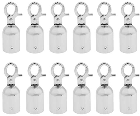 12x Embouts de Cordon de Butée de de Corde avec Crochet 2,5 Cm Argent/or