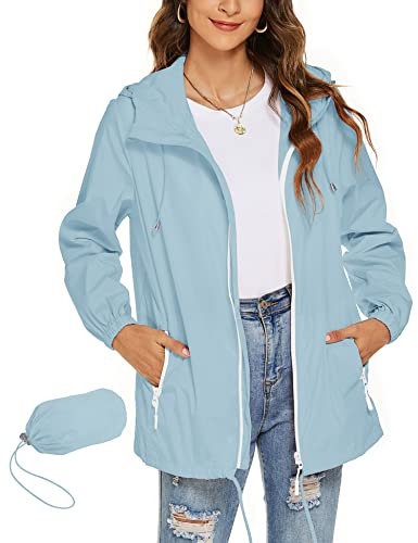 Rapbin – Manteau de pluie imperméable à capuche, léger, coupe-vent, pliable, pour femme, M