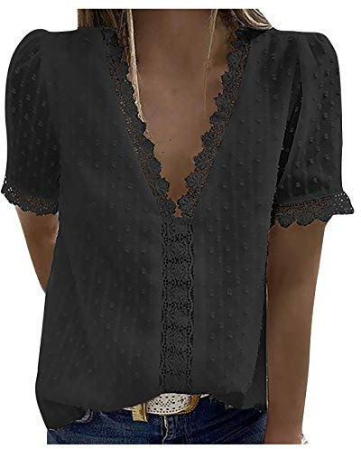 metallic Oberteil Damen Tuniken Damen Sommer Freizeit Oberteil lila Bluse Damen Bluse Shirt Bordeaux Oberteil Damen Soft Girl Kleidung Vamos Schuhe Druck Weiss Shirt Pusteblume Damen