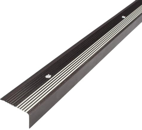 PROVISTON Treppenkante | 20 x 40 x 2700 mm | Treppenkantenprofil Treppenwinkel Winkelprofil Kombiwinkel Aluminium eloxiert Schwarz Nachleuchtend Gebohrt