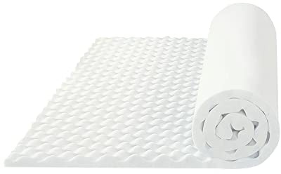 Zayton 1-inch Convoluted Foam Mattress Topper with Egg Shell Design | Breathable, Soft, and Comfortable Bed Toppers for Back Pain, Orthopedic Support for Better Sleep, Full, White