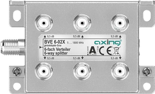 Axing BVE 6-02X 6-Fach Verteiler 9,5 dB 5-1800 MHz TV Data Internet Kabelfernsehen