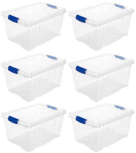 AC - Pack de 6 Cajas de ordenación de plástico Transparente N.º 1. Contenedor para almacenar Juguetes, Libros, Ropa, Mantas. Capacidad 16 litros. Dimensiones Aprox.: 39,6 x 29,6 x 21,5 cm