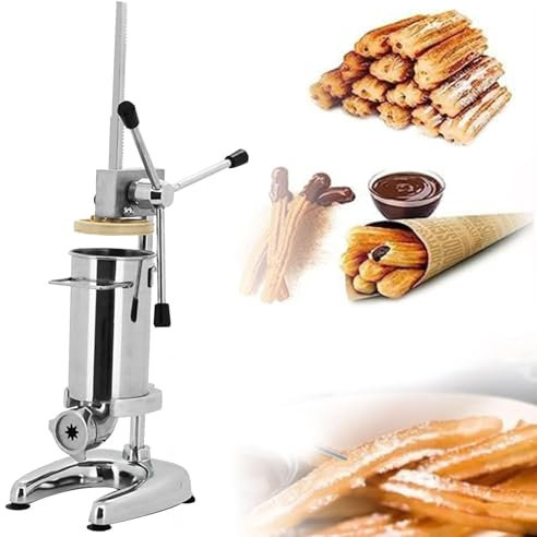 Cashwise Máquina para Hacer Churros Manual Comercial, Máquina para Hacer churreras de rosquillas españolas de 2L y 3L con 5 Tipos de moldes, Máquina para Hacer churreras españolas Verticales,3L