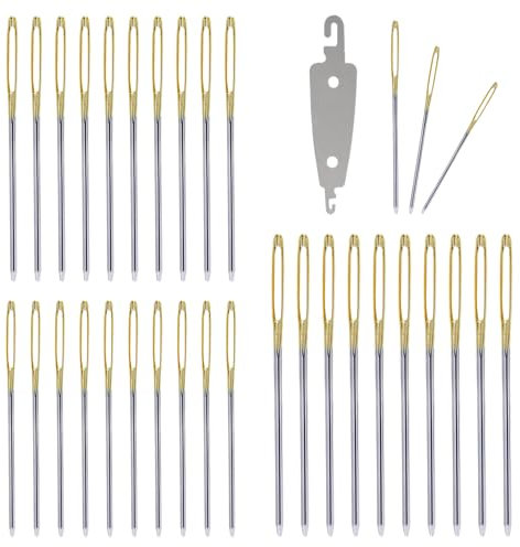 1 lot de 22, 24 et 26 aiguilles à broder à queue dorée pour point de croix, aiguilles à broder, aiguilles à broder, aiguilles à broder, aiguilles à broder, aiguilles à broder épaisses [30 pièces