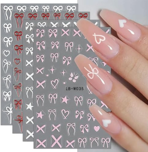 JMEOWIO Papillon Cuore Adesivi Unghie Nail Art 8 Fogli Stickers Unghie Autoadesivi Decorazioni Unghie Nail Art Disegni