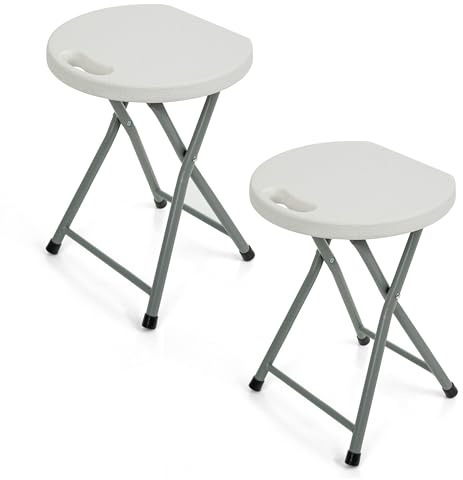 Crystals Folding Stools – Heavy-Duty Foldable Plastic Stools for Kitchen, Camping, Desk, or Outdoor Events – Lightweight Fold-Up Stool for Indoor/Outdoor Seating