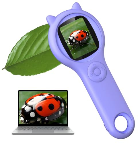 Microscope For Kids Microscopes, Handheld Digital Microscopes Educational Science Toys, Mini MicroscopeWith 2'' Inch Screen,500x toys for 4 5 6 7 8 9 10 11 12 Boys Girls (Purple）
