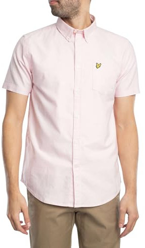 Lyle & Scott Mens Short Sleeve Oxford Shirt Light Pink L
