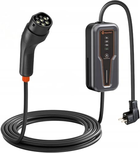 Ampere Point Mobile Wallbox 3,7 kW 16A Typ 2 Ladestation mit Einstellbarer Ladeleistung 8-16A, Ladekabel mit Länge 5 m mit Netzanschluss 230 V, Tragbares EV-Ladegerät für Elektroautos mit Tragetasche