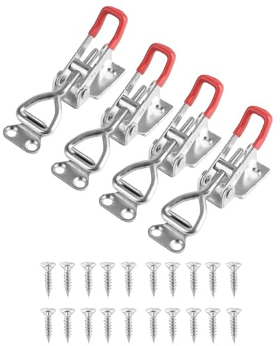 BOBOZHONG 4 Pièces Loquet à Bascule Métallique Réglable – Fermoir à Verrouillage Rapide 100kg/220lbs, Serre-Joint Durable en Fer Galvanisé pour Boîtes à Outils, Armoires & Valises