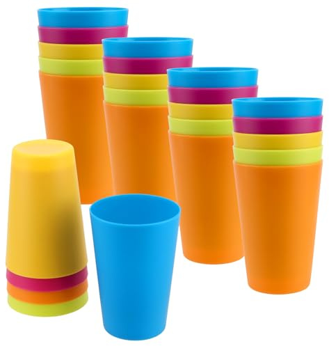 CHEUKYIU 50 Stück 260ml Plastikbecher Wiederverwendbare Becher, 5 Farben Trinkbecher Bunt aus PP, Kunststoffbecher Mehrweg Bunt für Feste, Picknick, Camping, Getränkebecher