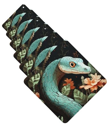 6Pcs Car Air Fresheners Cards Long Lasting Double Sided Hanging Fragrance Scented Card Snake And Flower Car Aromatherapy Tablets Auto Rearview Mirror Pendant for Men Women