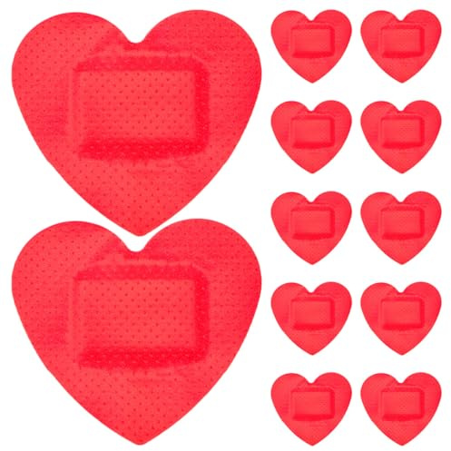 IMIKEYA 24 Parches Adhesivos para Heridas Forma de Corazón, Transpirables y Ligeros, Vendajes Portátiles de Pe para Cuidado de Heridas en Interiores y Exteriores