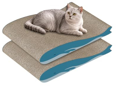 Dogat Kattklösbräda 2 st, stor extra bred kattklösbräda för inomhuskatter, böjd dubbelsidig användbar klösmatta för kattvilande och lek 42 x 30 x 6,5 cm