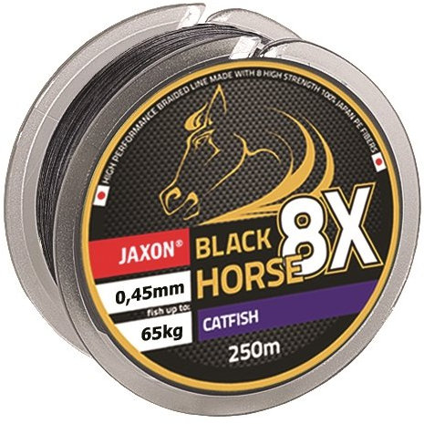 Jaxon Geflochtene Schnur Black Horse Catfish Wels Wallerschnur Braided Line 250m (0,09€/m) (0,45mm/Tragkraft 65kg)