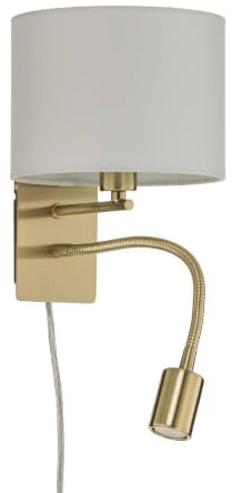 Lindby Vägglampa, vägglampa inomhus 'Florens' (ungt boande) i vit av textil/siden för vardagsrum matsal (1 lamor, E14) - Textil vägglampor, väggspots, vägglampor sovrum/vardagsrum