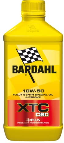 Bardahl - Olio Motore XTC C60 10W-50 per Moto 4 Tempi, Contrasta la Formazione dei Depositi Garantendo la Massima Pulizia del Motore, 100% Sintetico, 2 x 1 Litro