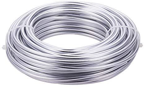 BENECREAT Calibre 6 (4 mm) Fil d'aluminium argenté 52 Pieds (16 m) Fil de Sculpture en métal Pliable pour modèle Floral Squelette Fabrication d'art et Travail de Bijoux en Perles
