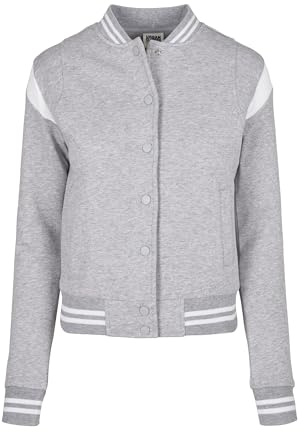 Urban Classics Ladies Organic Inset College Sweat Jacket Giacca, Grigio/Bianco, M Donna