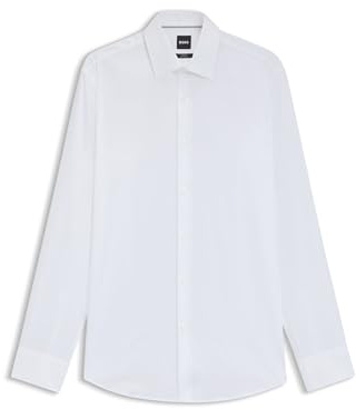BOSS Hommes H-HANK-kent-C1-214 Chemise Slim en Popeline de Coton Facile à Repasser