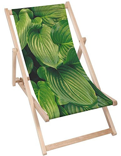 DreamRoots Liegestuhl Klappbar Holz aus Buchenholz, bis 130 kg belastbar, 3-Fach verstellbare Rückenlehne, waschbarer Polyesterbezug