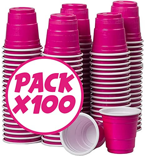 Pack de 100 Vasos Reutilizables Originales | Chupitos Americanos 4cl Cerveza Pong | Vasos de Plástico Reutilizables | Aptos para el Lavavajillas | OriginalCup®