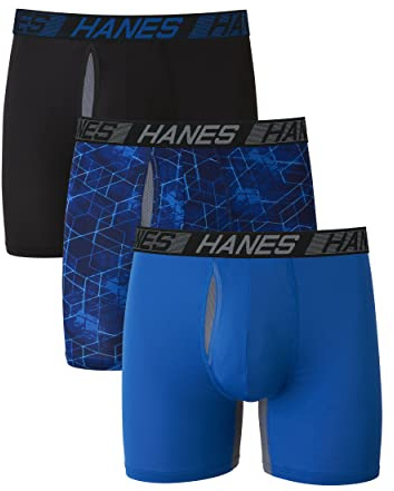 Hanes Mens X-temp Total Support Pouch Underwear, Anti-chafing, Moisture-wicking Multi-pack Boxer Briefs, Regular Leg - Marled, Small US