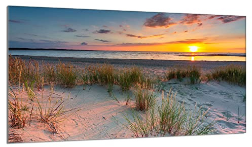 Herdabdeckplatte 90x52 cm 1-teilig Ceranfeldabdeckung Induktion Herdschutz Spritzschutz Glasplatte Deko Schneidebrett, Strand Sonne