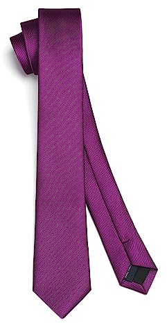 HISDERN Corbata morada Corbata delgada de seda Corbatas delgadas para hombres Corbata sólida Corbata formal clásica para boda de negocios (6 cm)