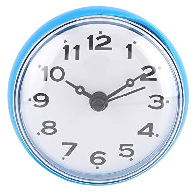 SEAFRONT wasserdichte Badezimmeruhr mit Saugnapf Rundes Gesicht Arabisches Digitales Zifferblatt Bad- und Duschuhr Retro-Analog-Wecker (Blau)