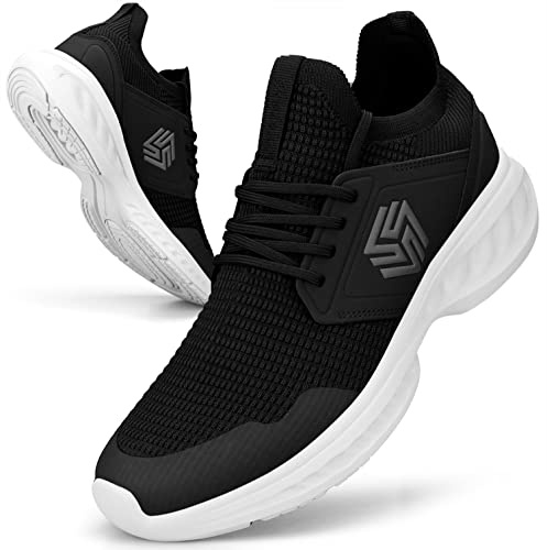 Giniros Sneakers Uomo Scarpe Running Ginnastica Corsa Leggere Traspiranti Casual Sportive Palestra Trekking Mesh Basket Comode Outdoor Fitness Jogging 44 Nero Bianco