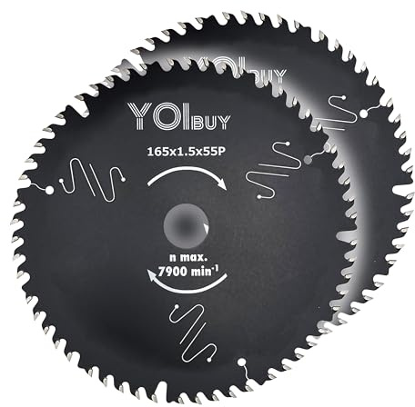 YOIbuy 6 1/2 Inch Circular Saw Blades, Japanese Style Teeth, Ultra Fine Finish Cut, 1.5mm Thin Kerf, 55 Tooth, 5/8 Inch Arbor, Low Noise, Framing, 165mm Circular Saw Blades