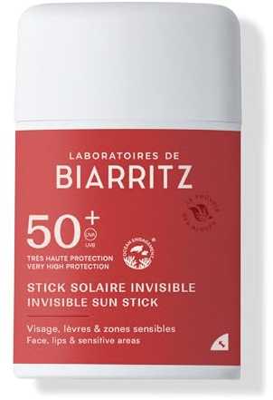 Laboratoires de Biarritz - Stick Solaire Invisible SPF50+ - Visage, Corps & Zones Sensibles - Parfum 100% d’Origine Naturelle - Format Nomade Pratique - 10 gr - Fabriqué en France