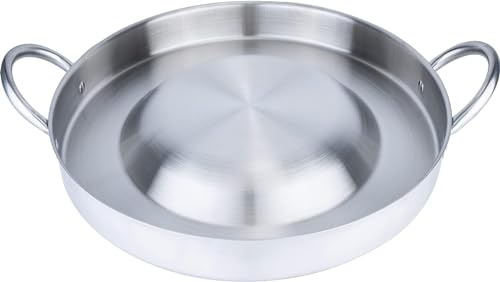Large Mexican Style Wok Comal Cazo Griddle Fryer Chicharron Deep Fry Pan Stainless Steel For Carnitas Panza Abajo 21.5X4 Paella Belly Up