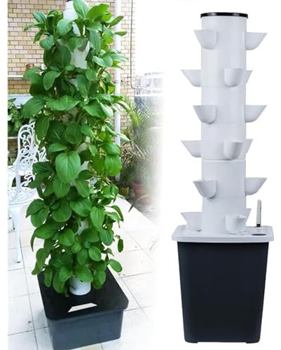 RRrawgff Système de Culture hydroponique de Jardin à Tour hydroponique, kit de Culture aéroponique avec Pompe hydratante, Adaptateur, minuterie. 12/09/15/18 (Trou)