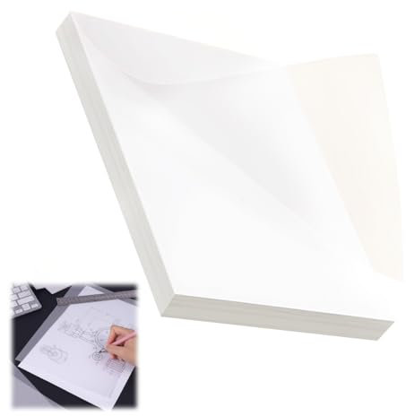 Clear Tracing Paper - 100 Sheets A4 Drafting Paper 18g/m² for Design, Graphic, Scrapbooking - White Carbon and Dressmaking