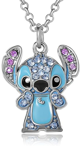 Disney Stitch Pave Necklace Collection - 16 + 3 Adjustable Chain Fashion Jewelry, Fashion, Crystal