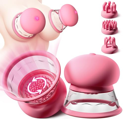 Jpscor Nippelsauger für Frauen, 360° Drehbarer Brustmassagegeräte, Nippel Vibrator mit 10 Vibrationsmodi und 3 Weichen Bürstenköpfen Brust Massager Vibration Saugen Pumpe Sexspielzeug