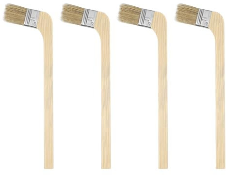 sourcing map 4 pinceles de pintura de 3,8 cm de ancho, reutilizables, variedad de ángulos, pintura de radiador, pintura de látex, pintura al óleo, muebles, paredes, mejoras del hogar, marrón