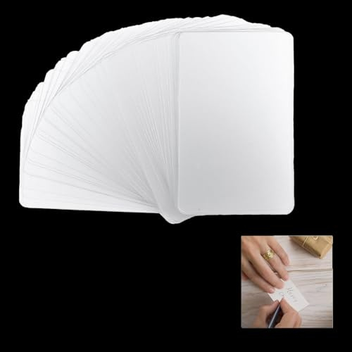 Bustlwor 50 stycken vita tomma PVC-kort, plast ID-kort för kortskrivare, indexkort, blanka visitkort, för kontor och gör-det-själv-presentkort (vit)