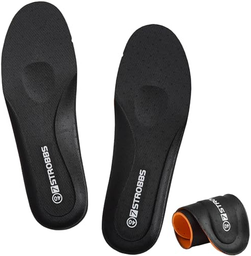7STROBBS Comfort Insoles for Men Women, Memory Foam Inner Soles, Cushion Shock Absorber Inserts, Breathable Innersoles Replacement Insole for Walking Boots, Work Shoes, Trainers Black UK 7