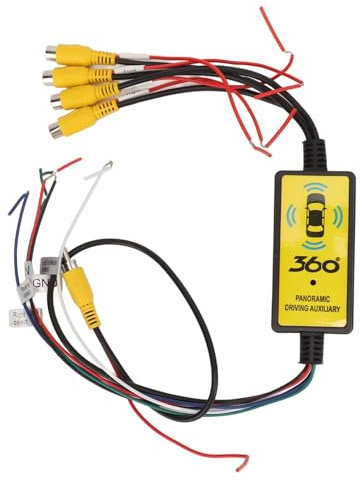 Convertisseur Vidéo de Caméra de Sauvegarde, 4 Entrée 1 Sortie de Sortie de Voiture Intelligente avec Télécommande, Solution de Bricolage pour les Angles Morts de la Voiture,