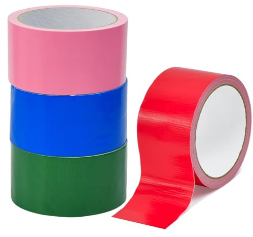 VGECEE 4 Rotoli Nastro Adesivo Americano, 5cm x 10m Gaffer Tape Nastro Impermeabile Adesivo Colorato di Alta Qualità Duct Tape Professionale Nastro Adesivo Rinforzato per Riparazioni/Imballaggio